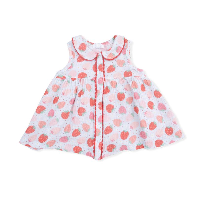 Strawberry Bliss - Jill Dress with Bloomer & Bow on Headband Set