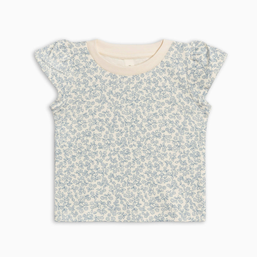 Pearl Petal Sleeve Tee - Narelle Floral / Ivory + Sea