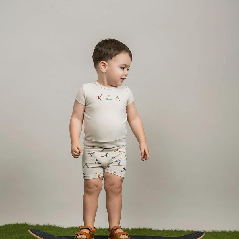 Scooter and Tulip Printed Shorts Set Dark Almond