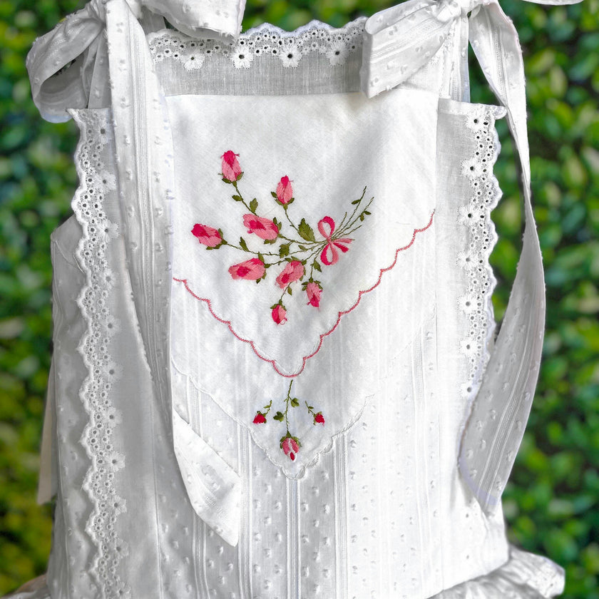 6y Drop-Waist Handkerchief Dress - Pink & Red Roses