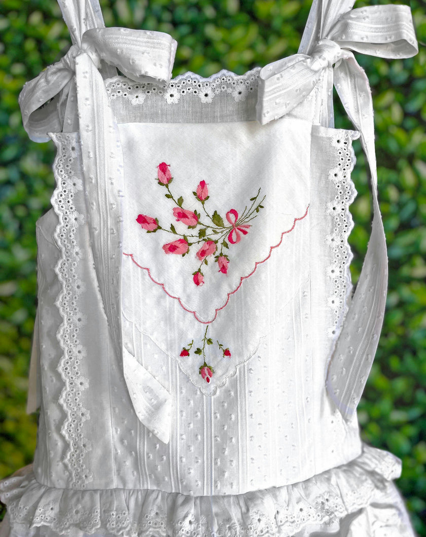 6y Drop-Waist Handkerchief Dress - Pink & Red Roses