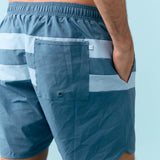 men's teal and dusk blue colorblock boardie