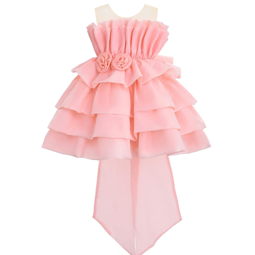 Pink Tiered Bow Dress