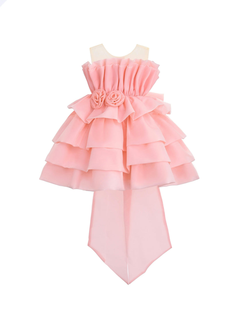 Pink Tiered Bow Dress