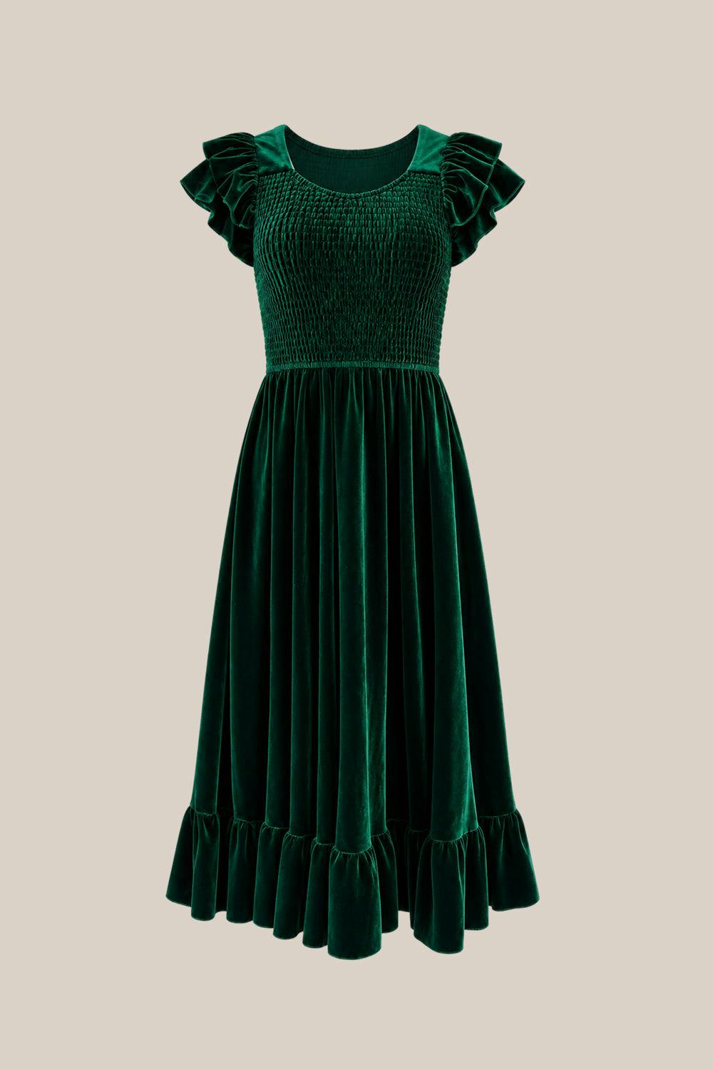Hattie Dress in Emerald Velvet