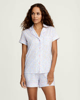 Women's Pima Short Sleeve Short Set in Fleur Blanche