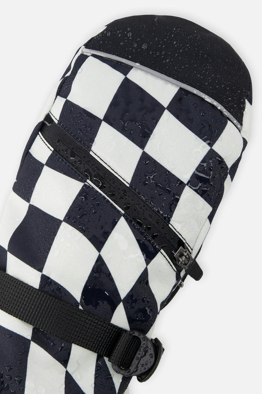 Teknik Winter Mittens White Checkered Print