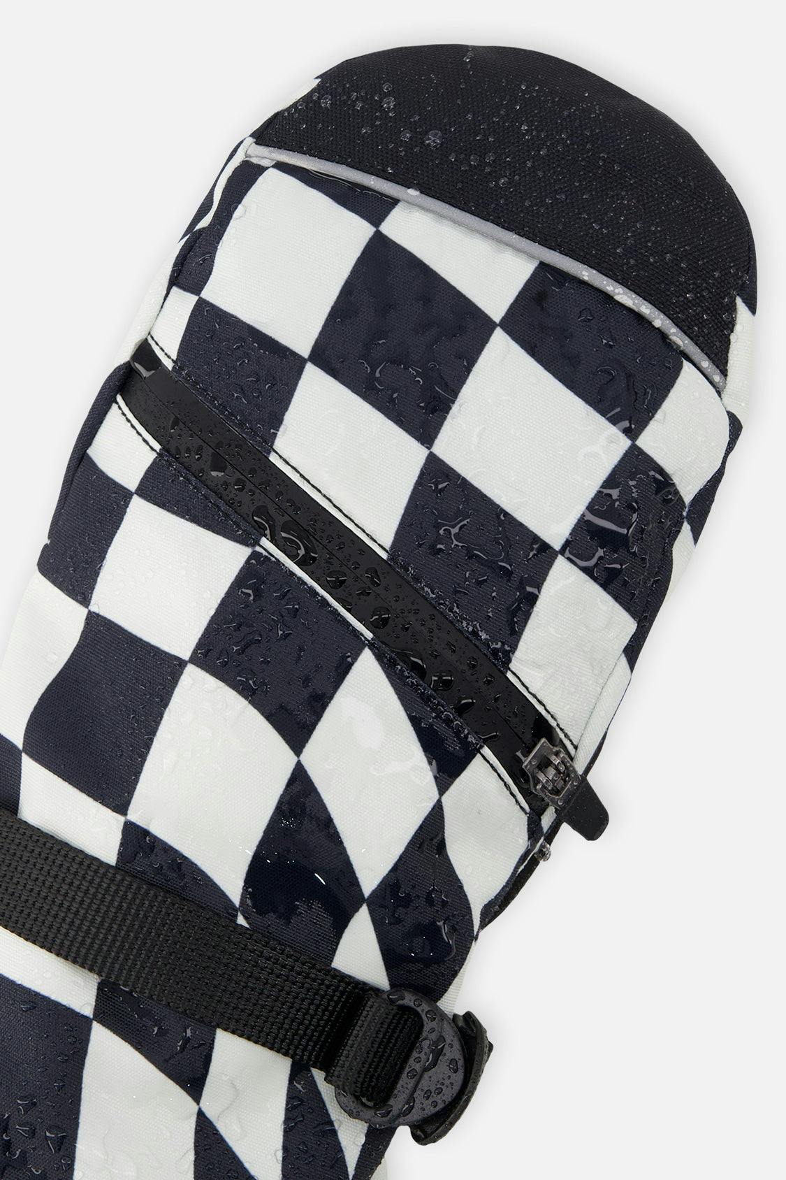 Teknik Winter Mittens White Checkered Print