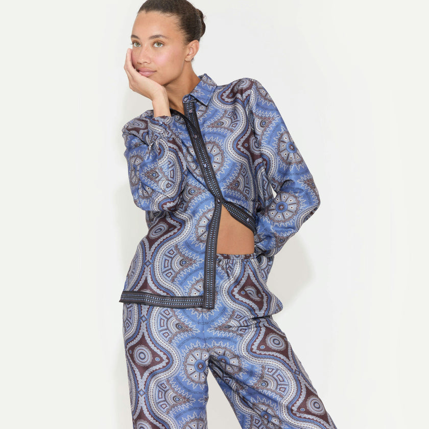 The Liv Top - Brown Cobalt Medallion