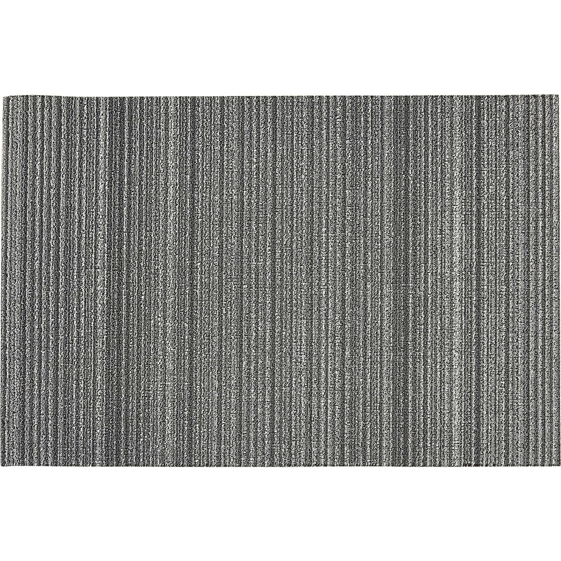 Skinny Stripe Shag Floor Mat, Black