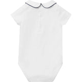 Baby Short-Sleeved Milo Bodysuit in White/Navy