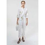 Cupid Linen Shirt - Off-White w/ Gold Hearts