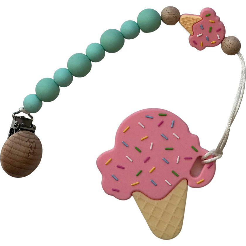 Ice Cream Pacifier And Toy Clip With Teether Bundle