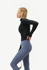 Julie Quarter Zip Top, Black