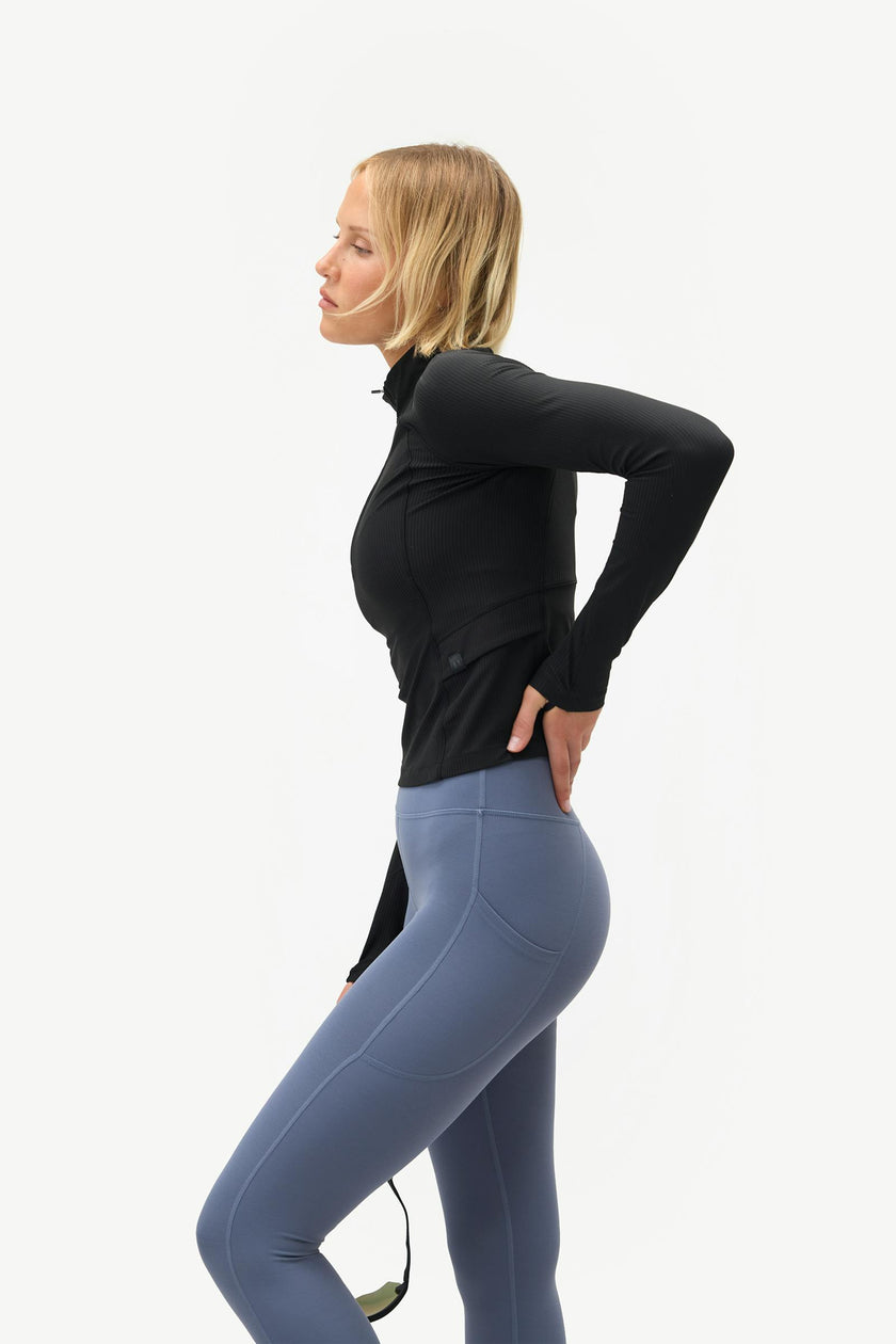 Julie Quarter Zip Top, Black