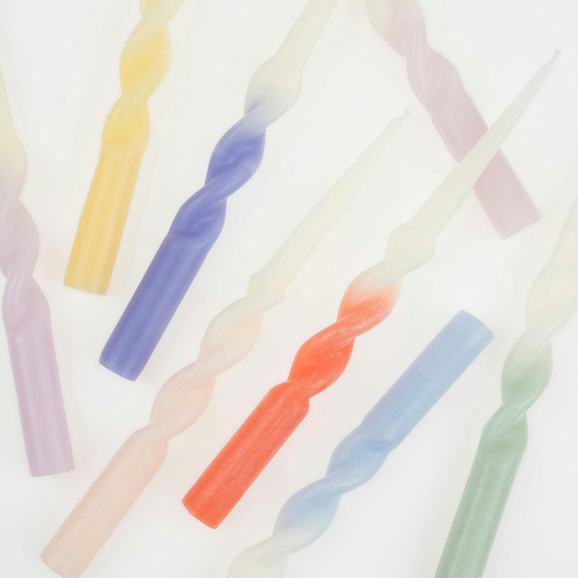 Rainbow Twisted Table Candles