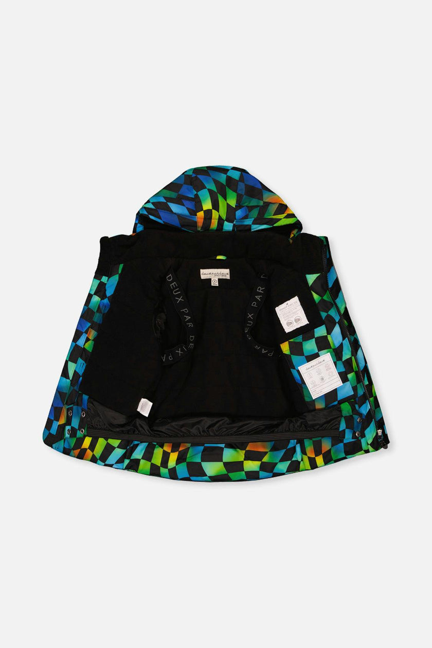 Two Piece Play Snowsuit Green Yellow And Blue Checkerboard With Yellow Pants
