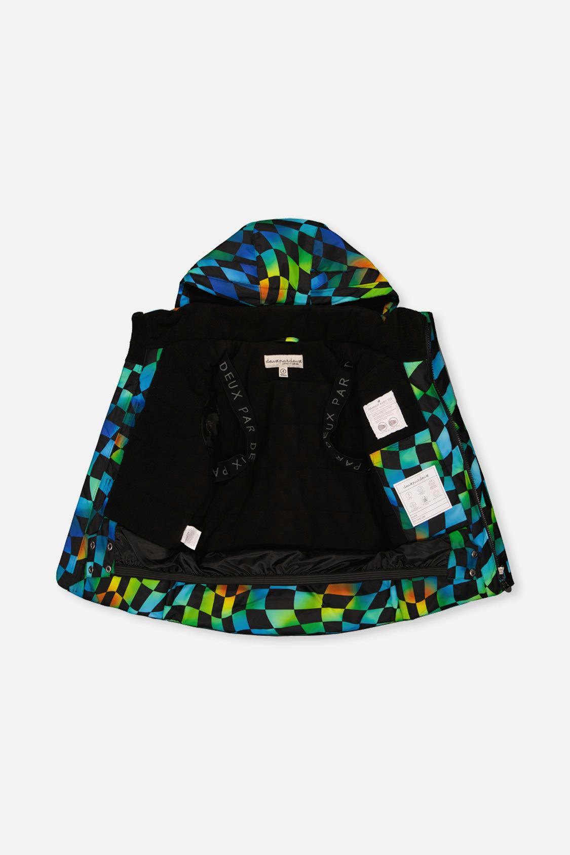 Two Piece Play Snowsuit Green Yellow And Blue Checkerboard With Yellow Pants