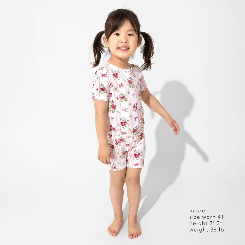 Floral Stripes Bamboo Kids Pajama Short Set