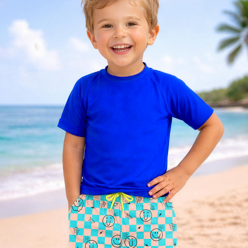 Dylan Boys Retro Smiley Print Board Shorts