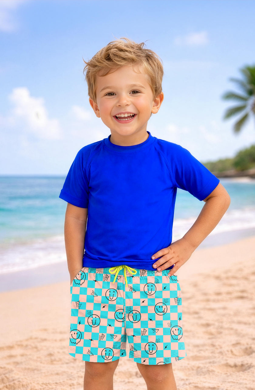 Dylan Boys Retro Smiley Print Board Shorts