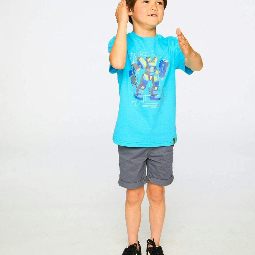 Organic Cotton Jersey T-Shirt With Print Sky Blue