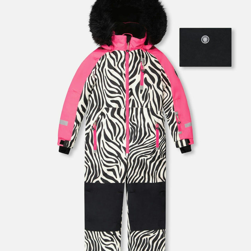 One-Piece Play Snowsuit Zebra Print