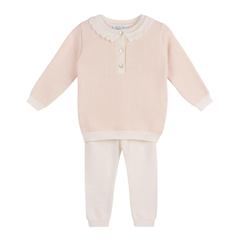 Girls Blush Chevron Knit Set Blush