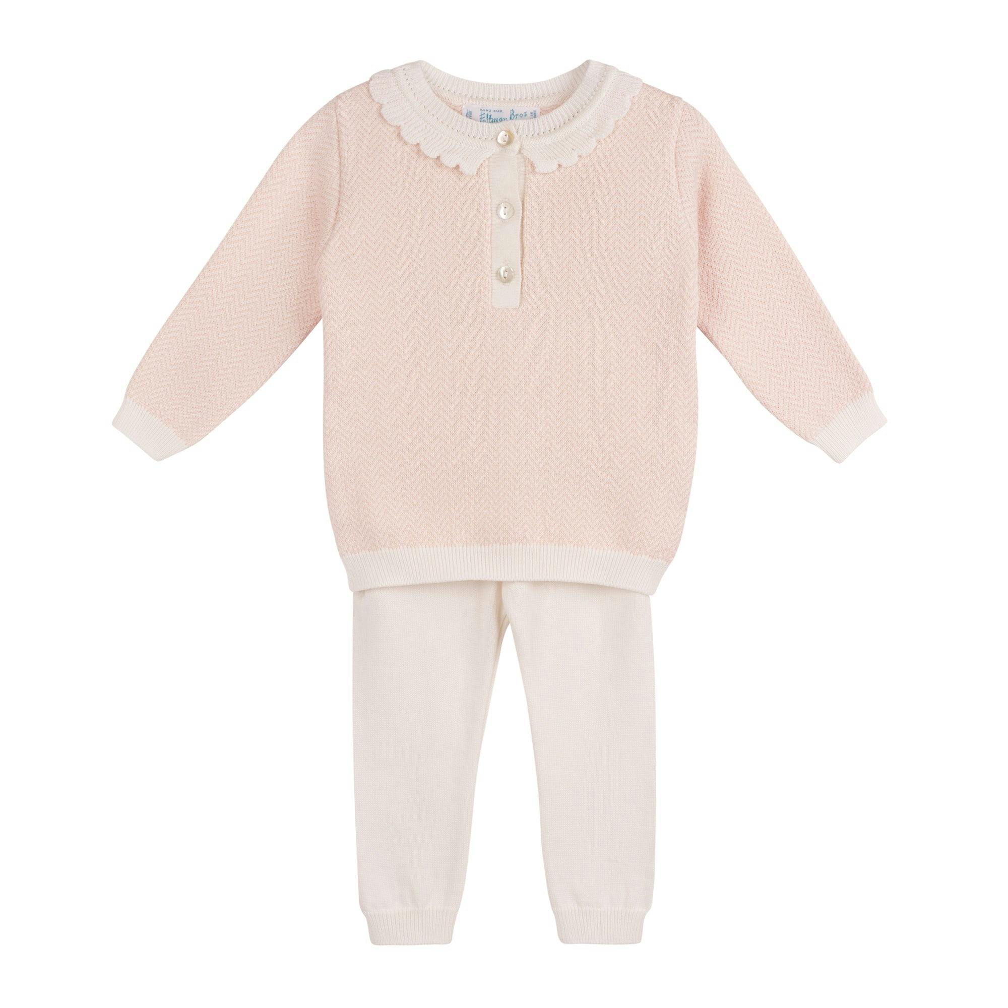 Girls Blush Chevron Knit Set Blush