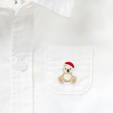The Holiday Bear Oxford Baby Bodysuit, ivory