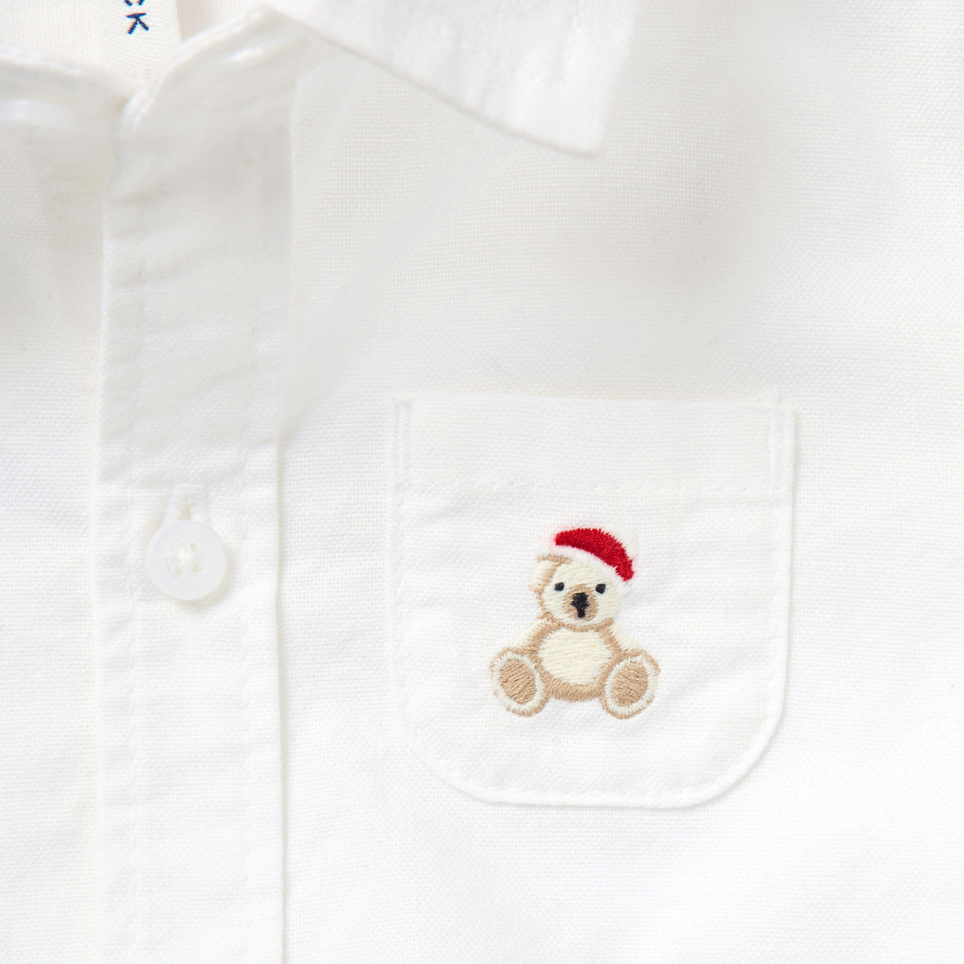 The Holiday Bear Oxford Baby Bodysuit, ivory