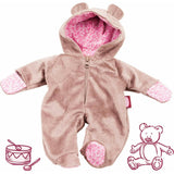 One Piece Teddy Costume Pajama Sleeper for 12-13" Baby Dolls