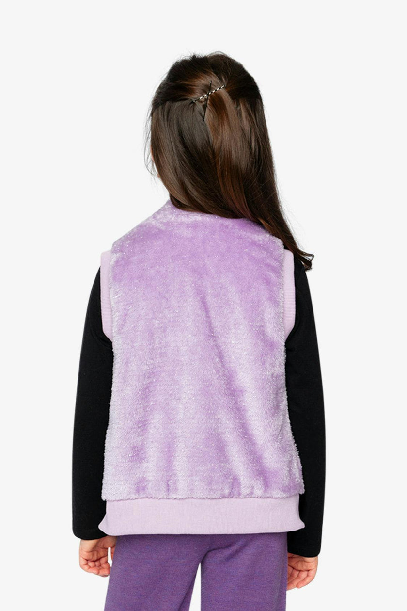Faux Fur Sleeveless Vest Violet