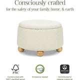 Tuffet Storage Ottoman in Performance Ivory Boucle with Honey Ball Feet