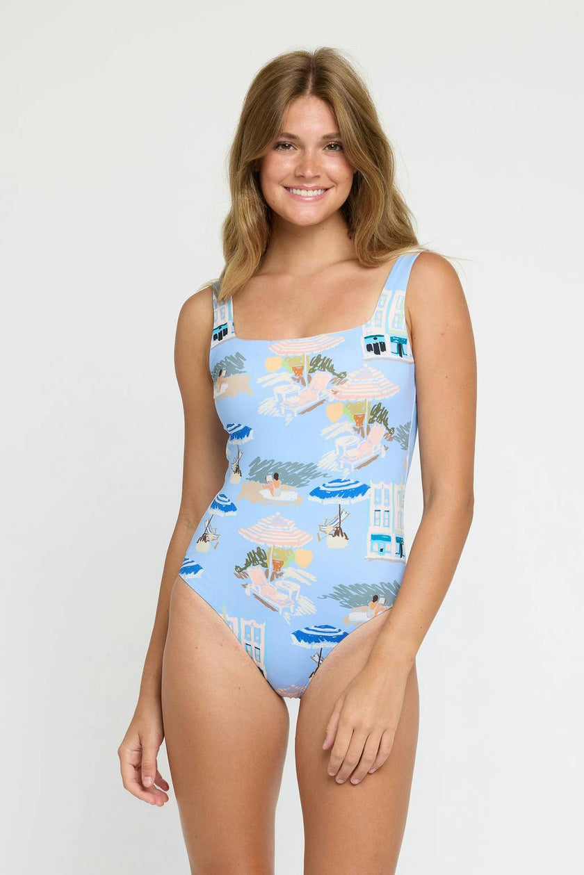 Janece Square Neck 1pc in Coast to Coast