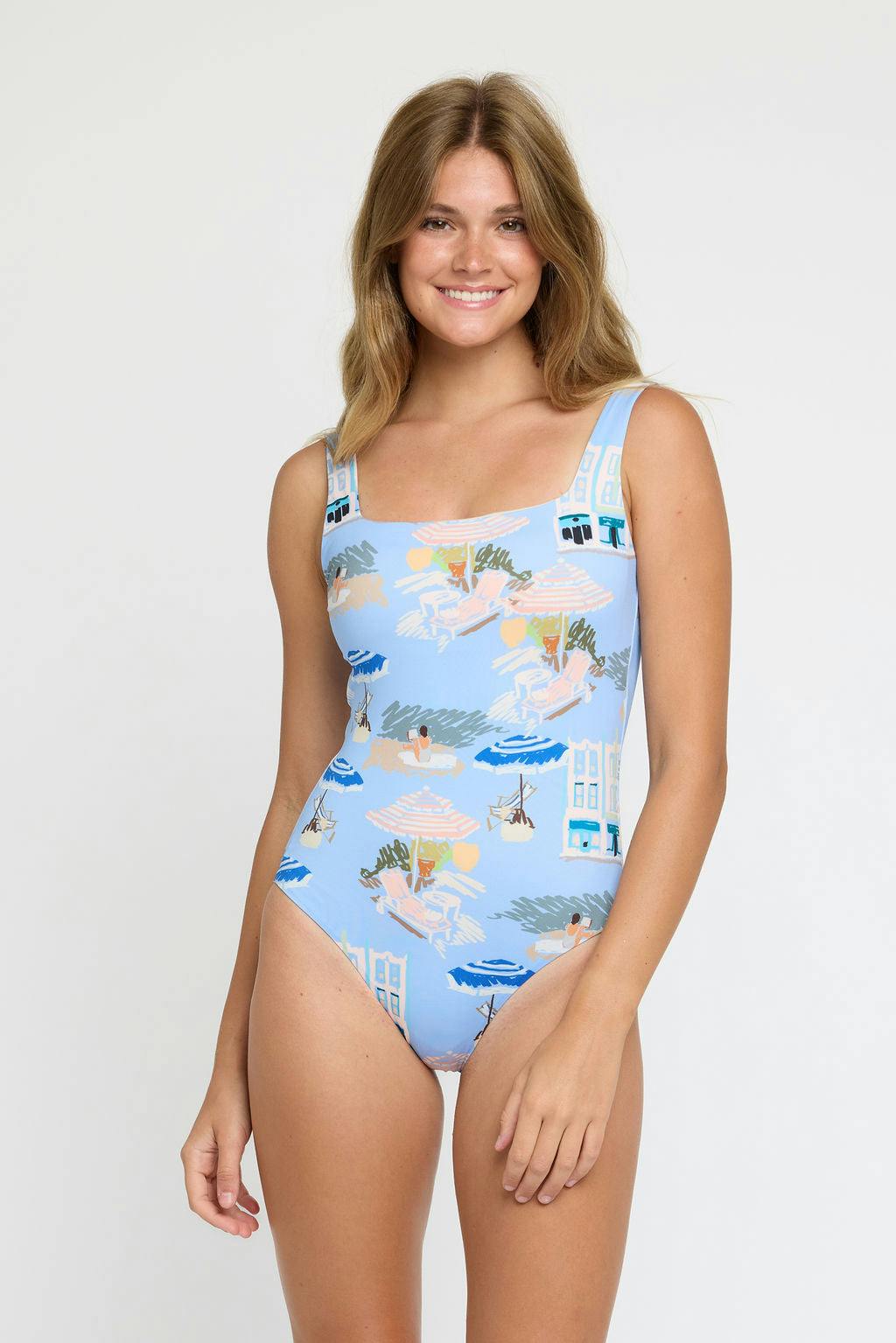 Janece Square Neck 1pc in Coast to Coast