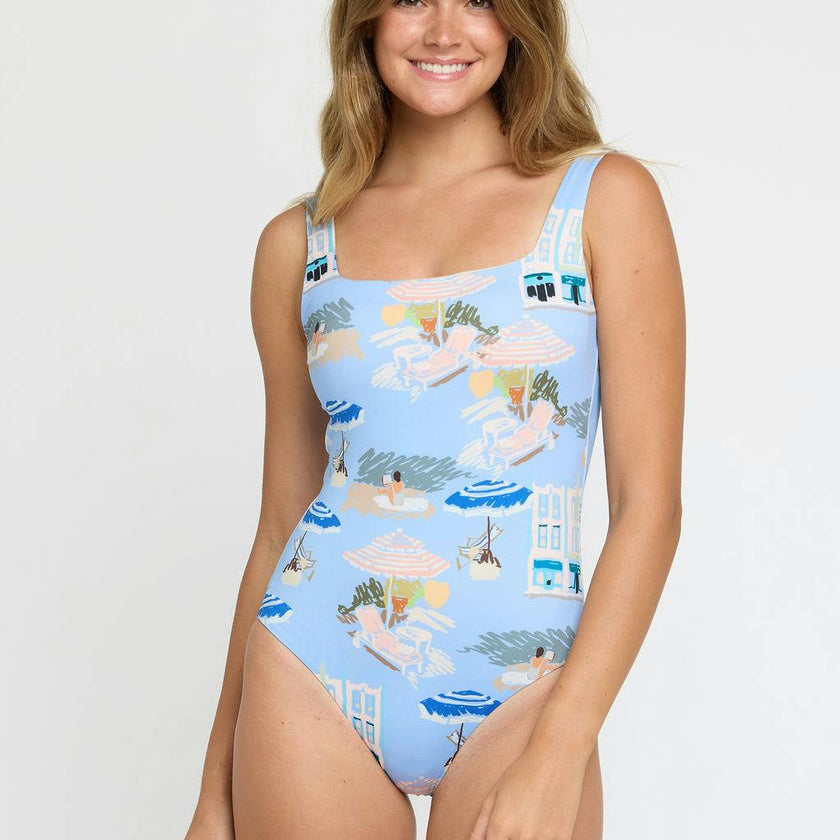 Janece Square Neck 1pc in Coast to Coast
