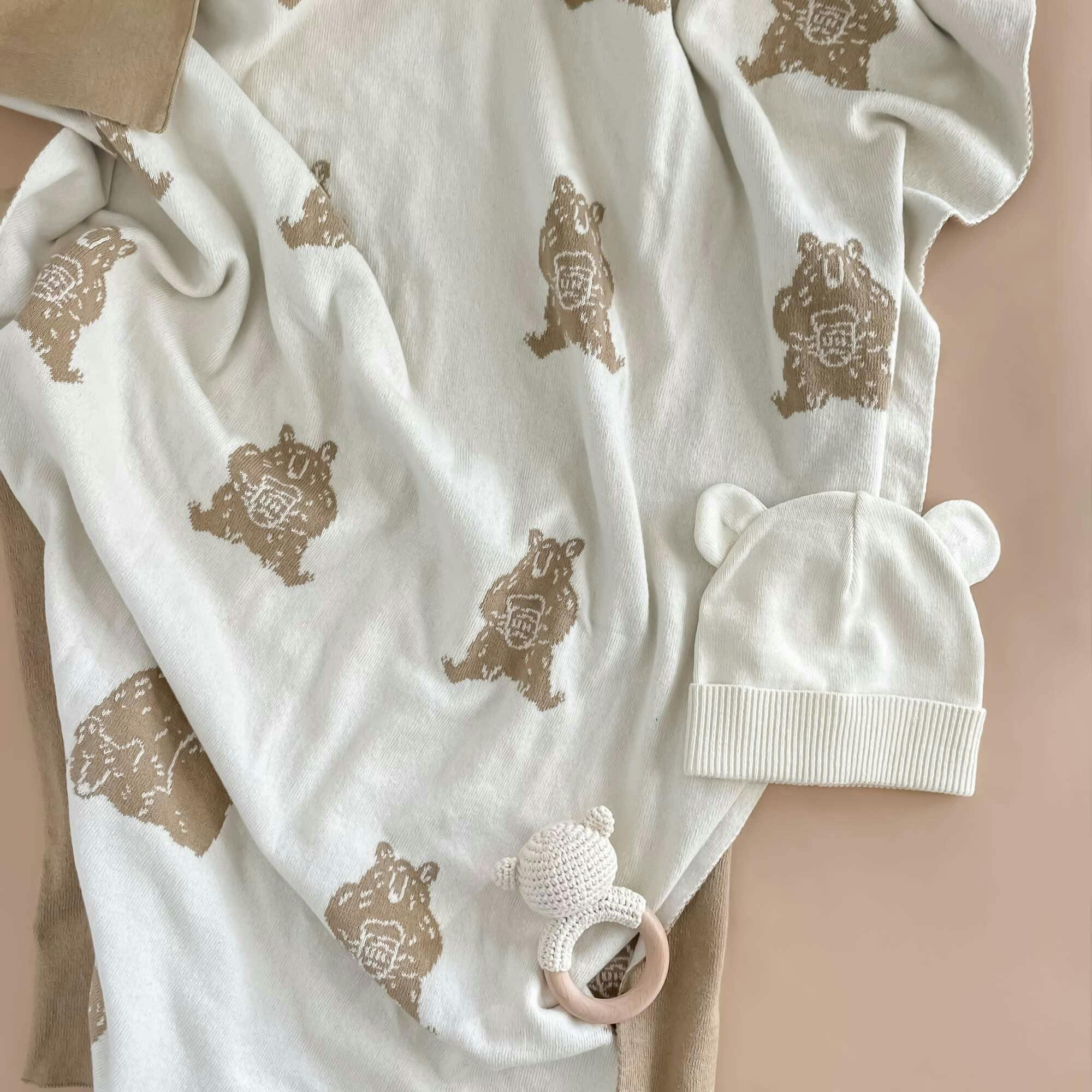 Organic Cotton Blanket, Honey Bear