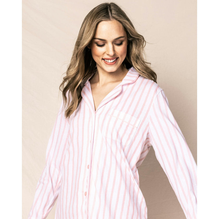 Women's Pima Nightshirt in Pink Stripe