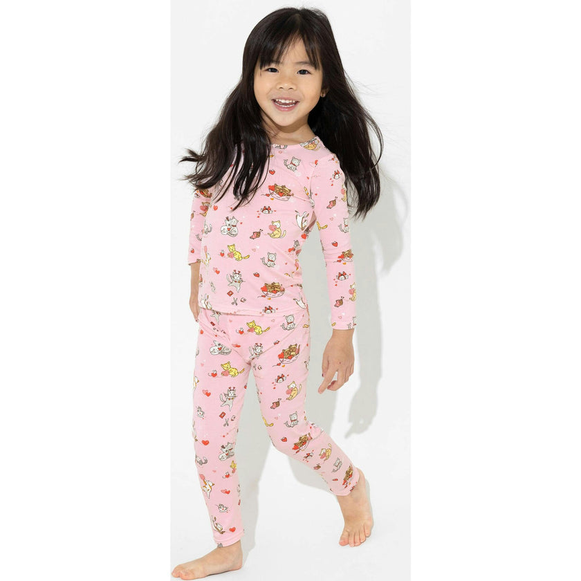 Valentines Kittens Bamboo Kids Pajamas