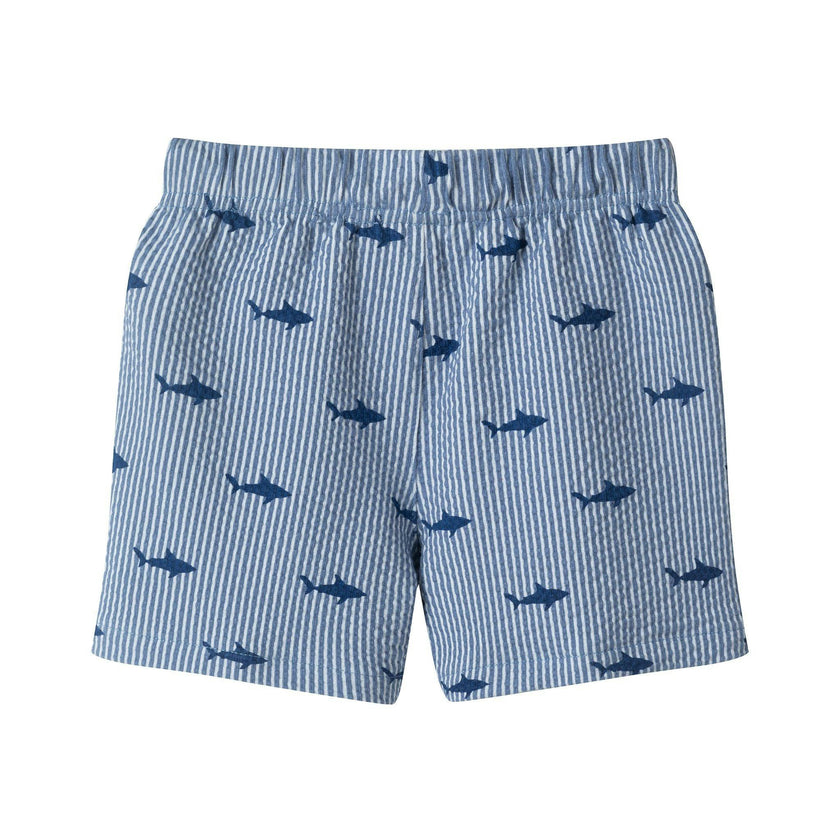 Boys Short Sleeve Cabana Set | Navy Stripe Shark