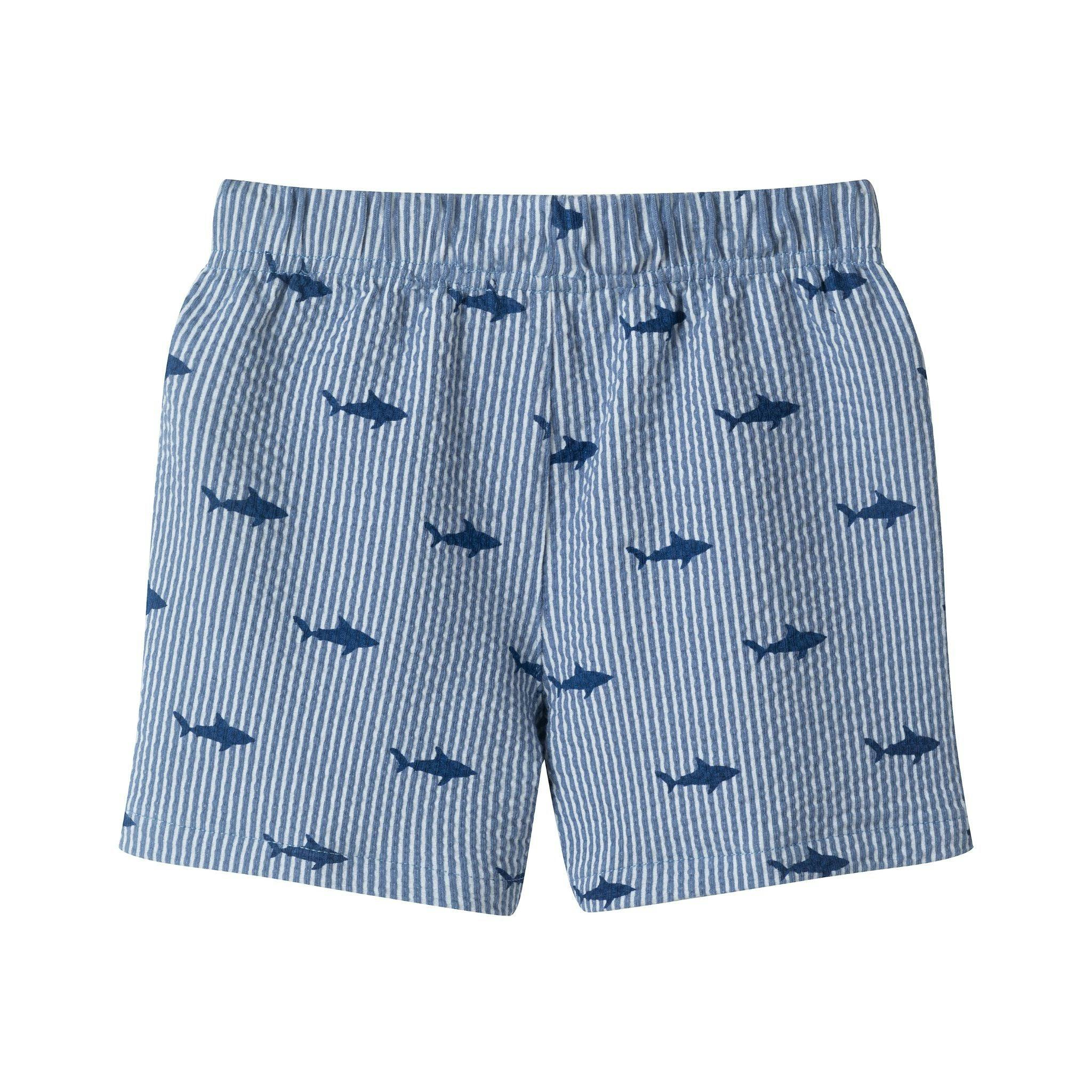 Boys Short Sleeve Cabana Set | Navy Stripe Shark