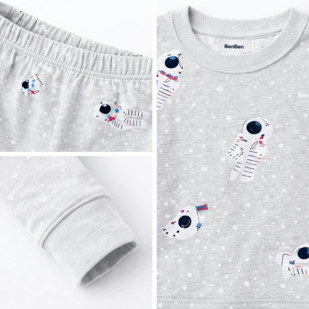 Kids and Toddlers Boys Astronauts Shorts Sleeve Snug Fitted Soft Pajamas Set