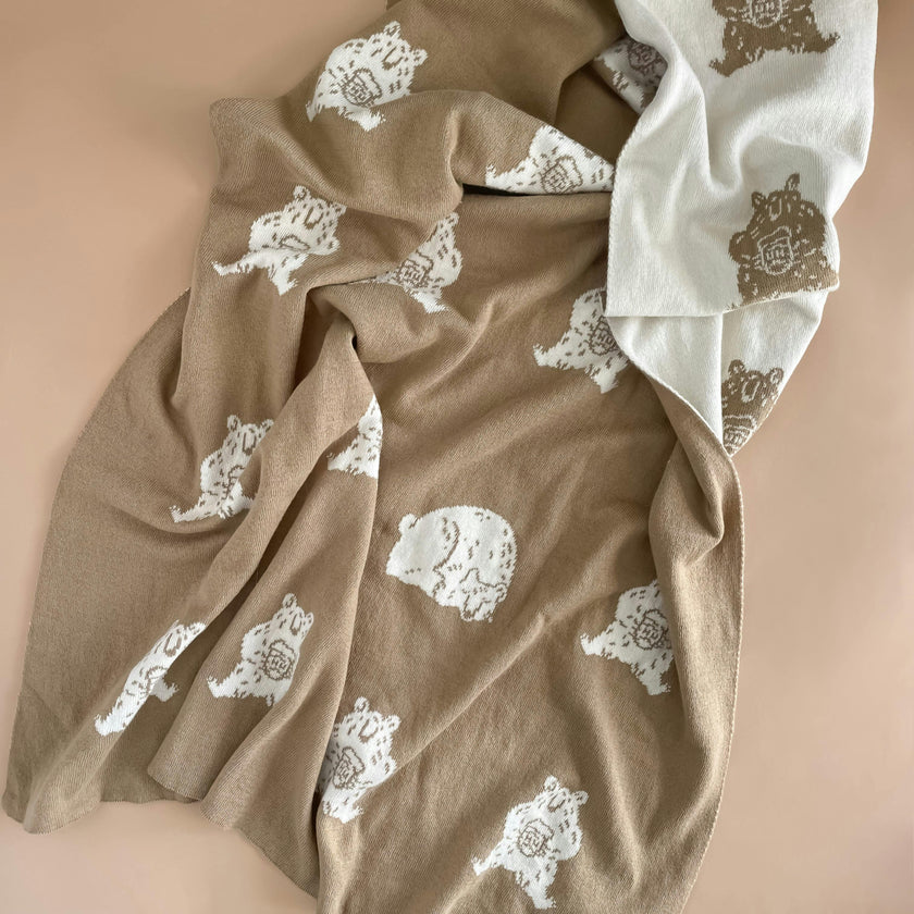 Organic Cotton Blanket, Honey Bear