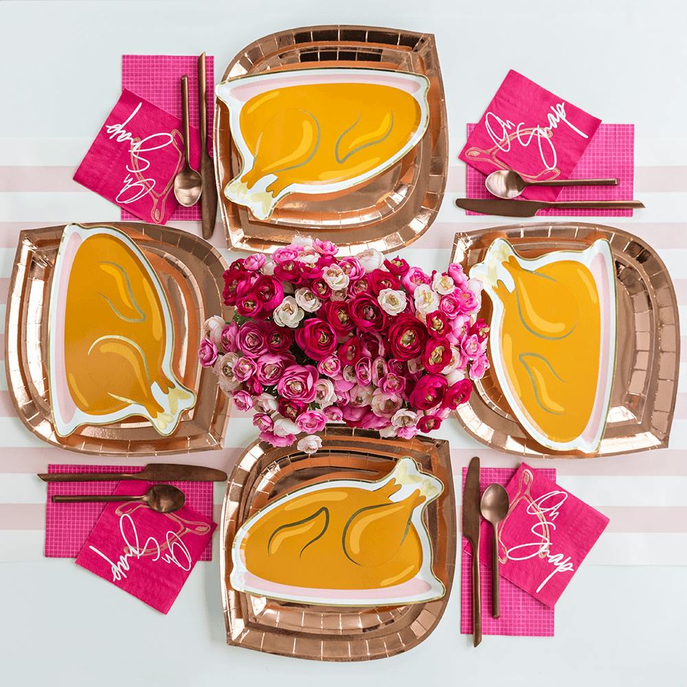 Magenta Grid Print Guest Napkins