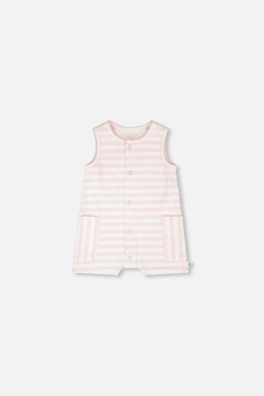 Cotton Striped Romper White And Pink Stripes