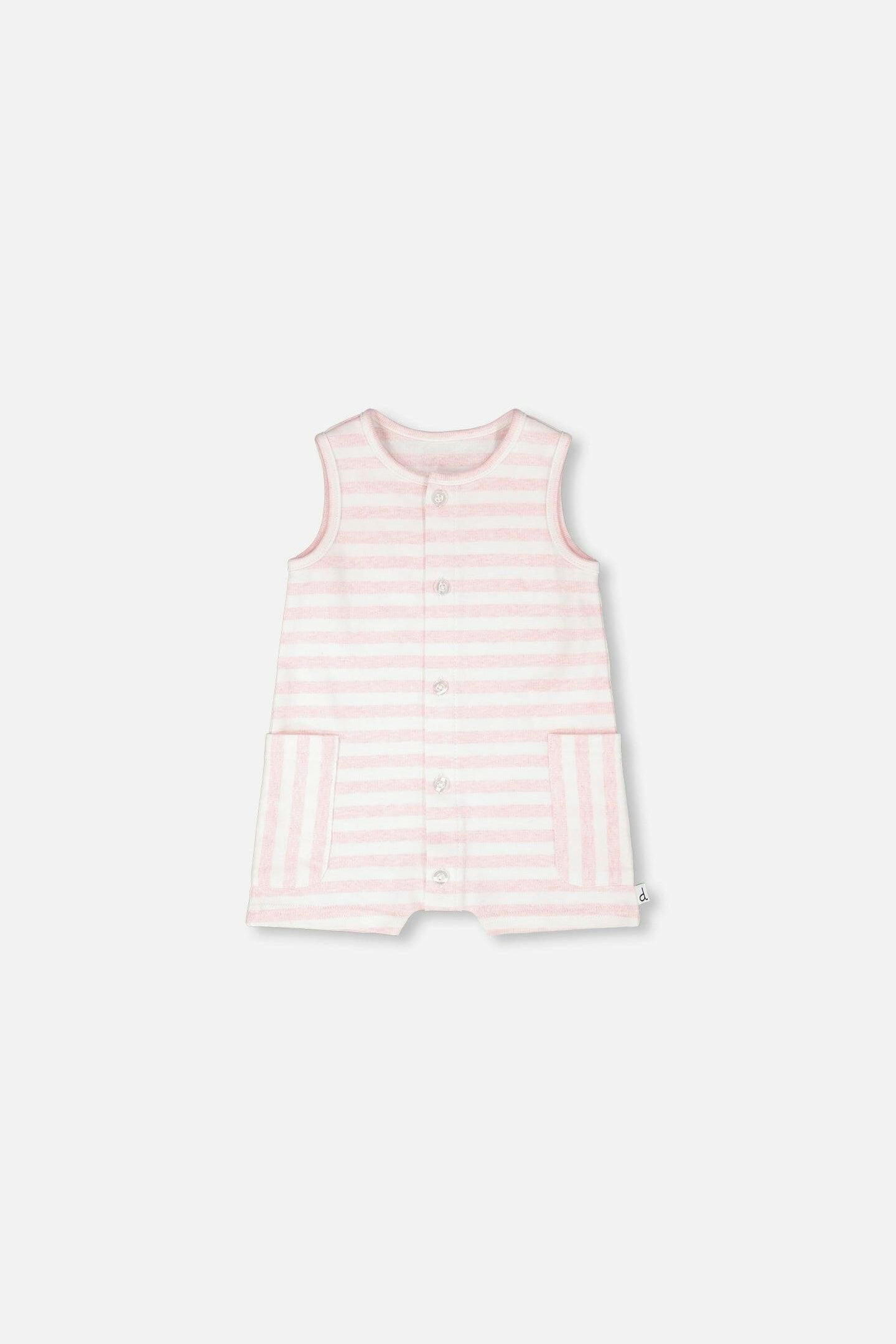 Cotton Striped Romper White And Pink Stripes