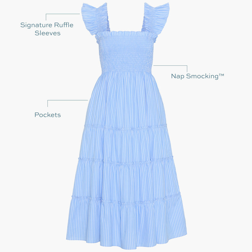 The Ellie Nap Dress - Blue Stripe