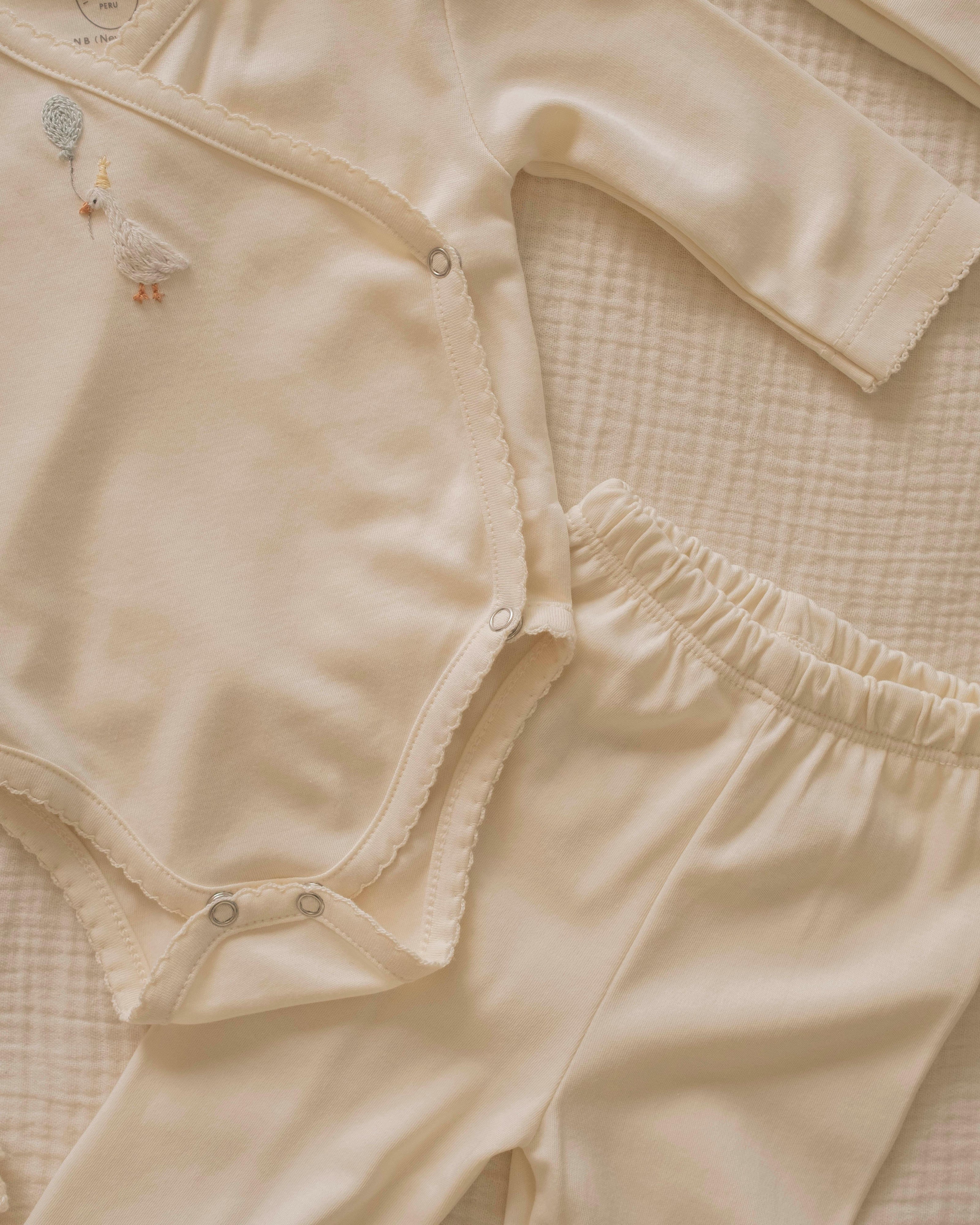Pima Embroidered Bundle Set in Goose