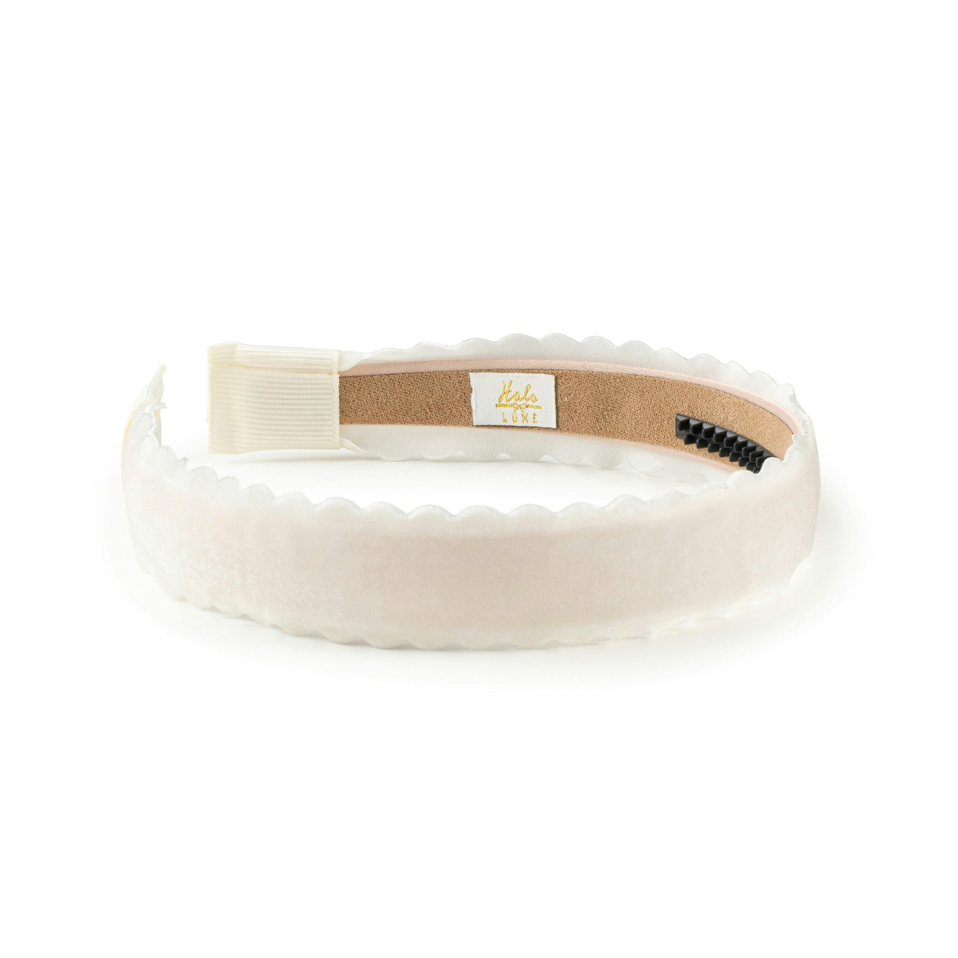 Halo Luxe Opaline Velvet Scalloped Headband - White